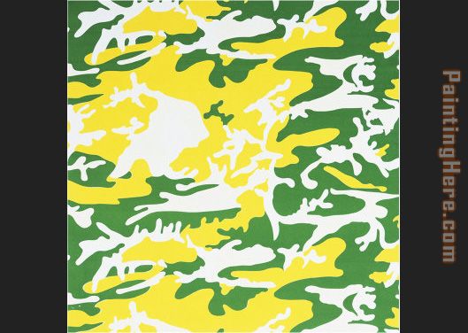 Camouflage green yellow white painting - Andy Warhol Camouflage green yellow white art painting